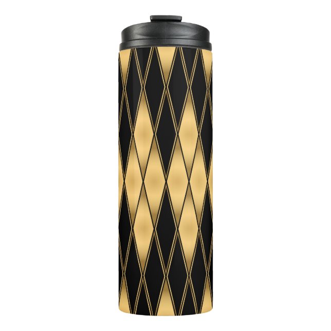 Seamless gold and black shapes pattern thermal tumbler (Front)