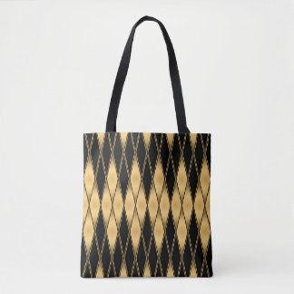 Seamless gold and black shapes pattern tote bag