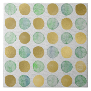 Seamless Gold and Teal Circle Pattern Tile