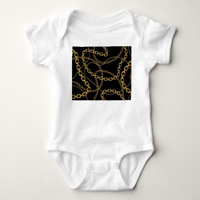 Seamless golden chain, elegant pattern. baby bodysuit (Front)