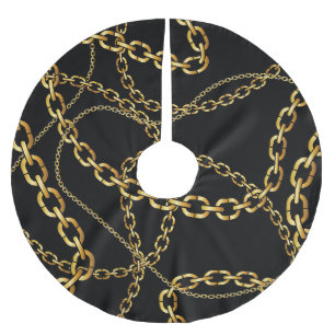 Seamless golden chain, elegant pattern. brushed polyester tree skirt