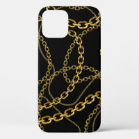 Seamless golden chain, elegant pattern.