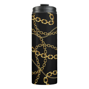 Seamless golden chain, elegant pattern. thermal tumbler