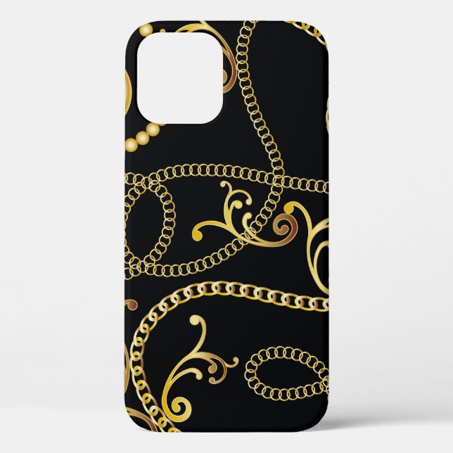 Seamless golden chain pattern fashion,  Illustrati Case-Mate iPhone Case (Back)