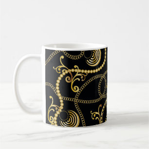 Seamless golden chain pattern fashion, Illustrati Coffee Mug