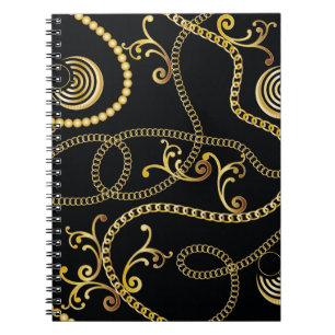 Seamless golden chain pattern fashion,  Illustrati Notebook