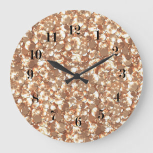 Seamless golden gold bronze glittery sparkles glit large clock