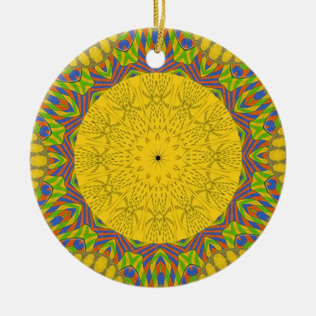 Seamless Golden ornamental. Ceramic Tree Decoration (Front)