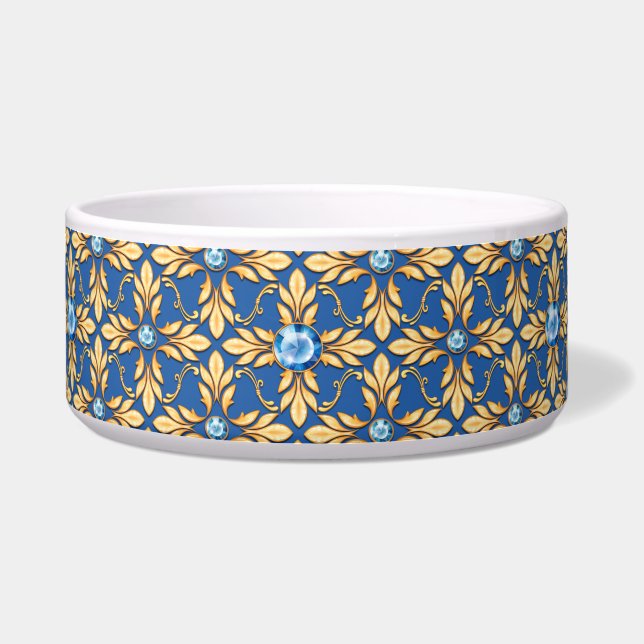 Seamless golden pattern with blue gems 1 (Front)