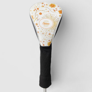 Seamless Golden Sun & Rays - with Abstract Star Golf Head Cover