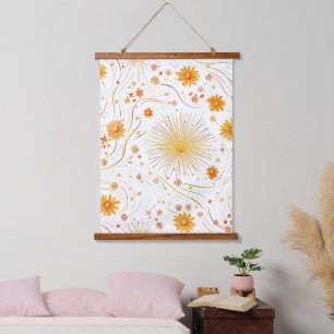 Seamless Golden Sun & Rays - with Abstract Star Hanging Tapestry