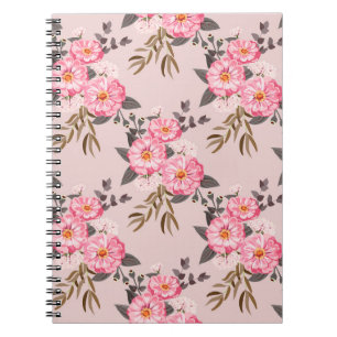 Seamless gorgeous pattern in garden flowers. Flora Notebook