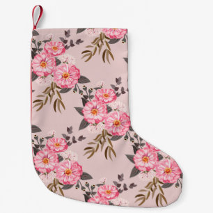 Seamless gorgeous pattern in garden flowers. Flora Small Christmas Stocking