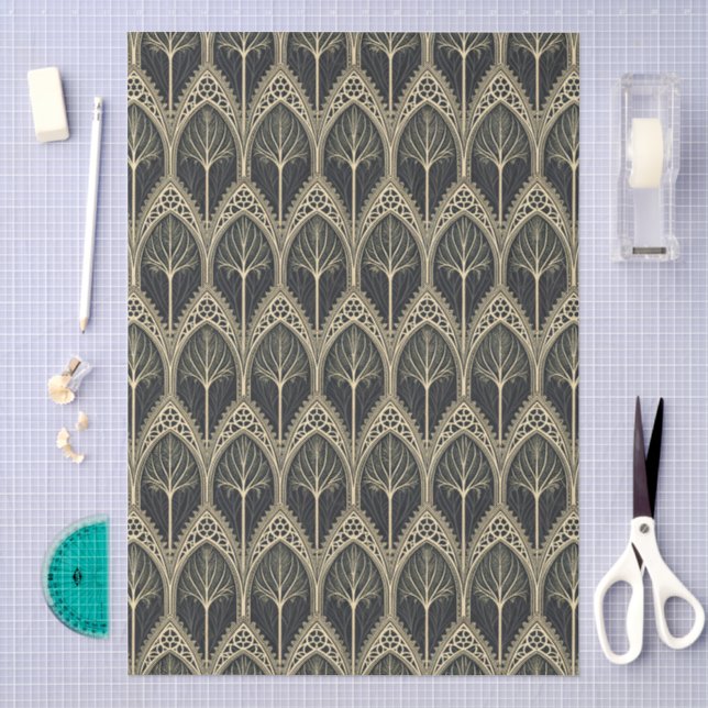 Seamless Gothic Victorian Damask Pattern Tissue Paper (Craft)