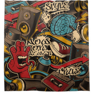 Seamless Graffiti background. Colorful seamless pa Shower Curtain