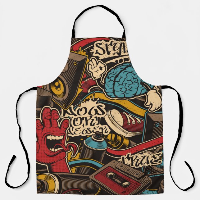 Seamless Graffiti background. Colourful seamless p Apron (Front)