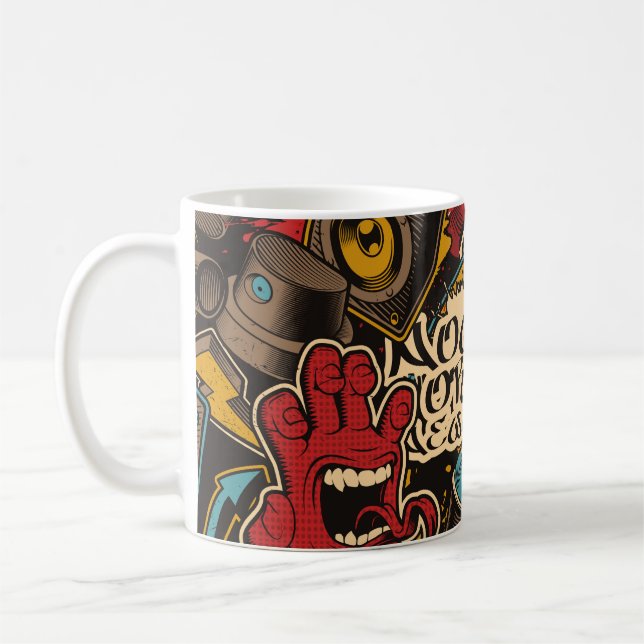 Seamless Graffiti background. Colourful seamless p Coffee Mug (Left)