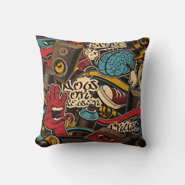 Seamless Graffiti background. Colourful seamless p Cushion (Front)