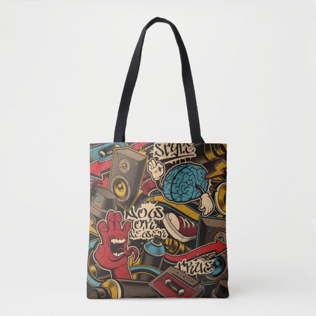 Seamless Graffiti background. Colourful seamless p Tote Bag (Front)