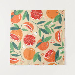 Seamless grapefruit pattern. Modern design. Vintag Tapestry