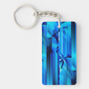 Seamless Graphic Design - blue black I Key Ring
