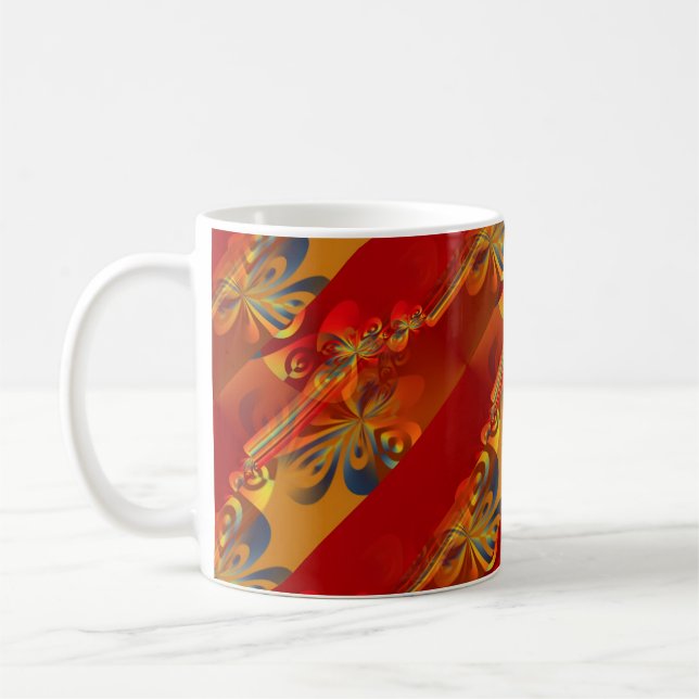 Seamless Graphic Design - red orange I Coffee Mug (Left)