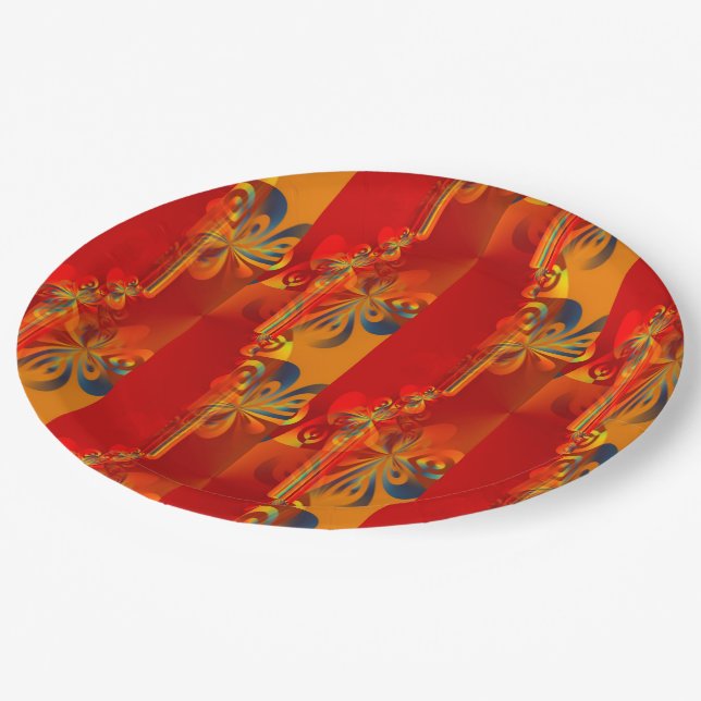 Seamless Graphic Design - red orange I Paper Plate (Angled)