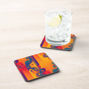 Seamless Graphic Design - yellow red I Coaster
