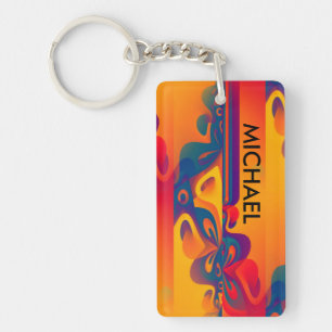 Seamless Graphic Design - yellow red I Key Ring