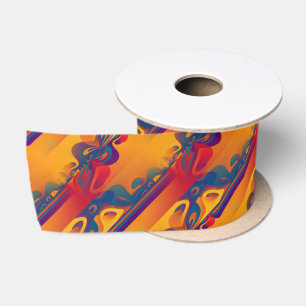 Seamless Graphic Design - yellow red I Satin Ribbon