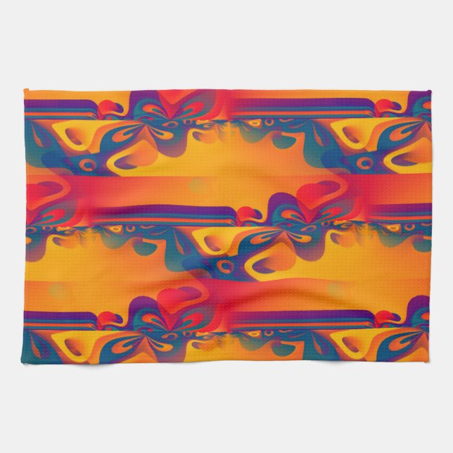 Seamless Graphic Design - yellow red I Tea Towel (Horizontal)