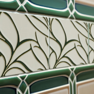 Seamless green and beige cream organic patterns tile