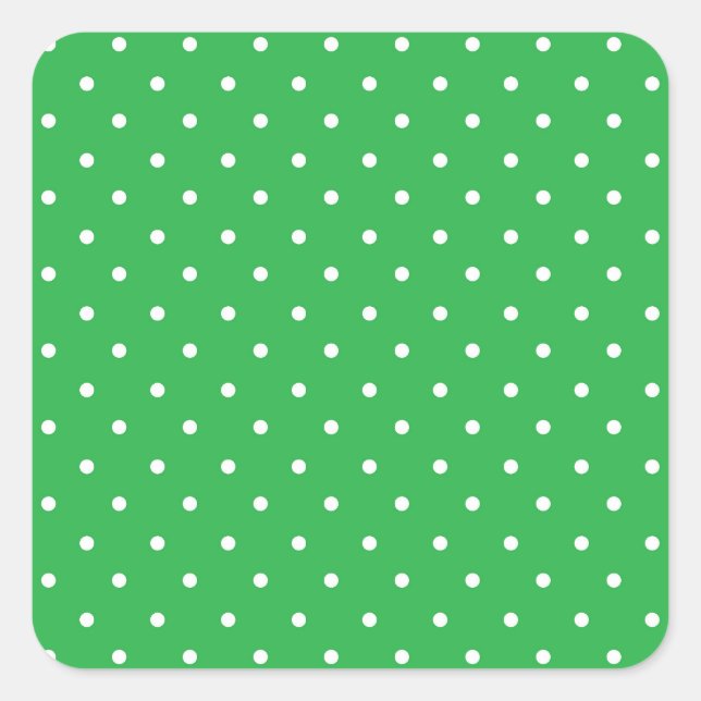 Seamless green background polka dot pattern square sticker (Front)