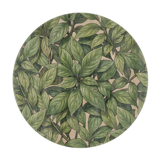 Seamless Green Leaf Botanical Vintage Pattern Cutting Board (Front)