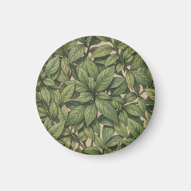 Seamless Green Leaf Botanical Vintage Pattern Magnet (Front)