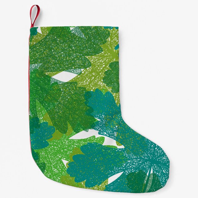 Seamless green leaves pattern small christmas stocking (Front)
