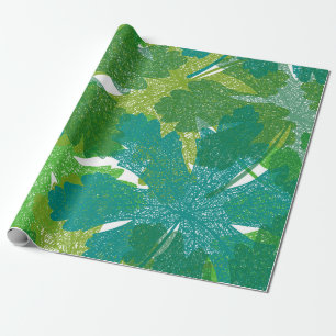 Seamless green leaves pattern wrapping paper