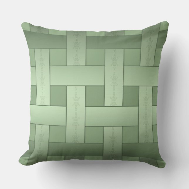 Seamless green silk lined striped pattern modern a cushion (Front)
