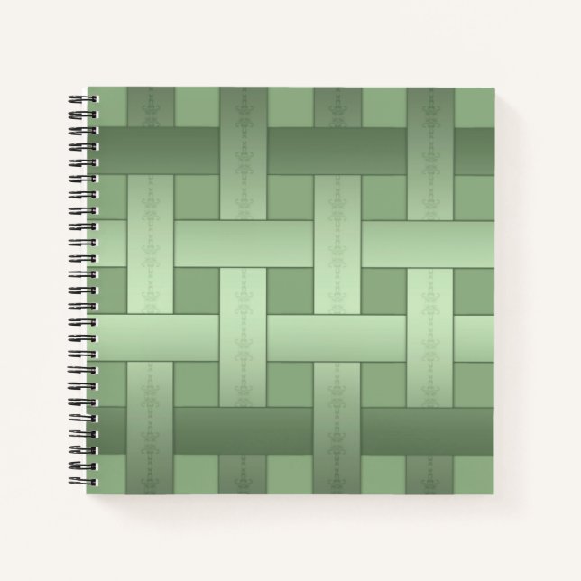 Seamless green silk lined striped pattern modern a notebook (Front)