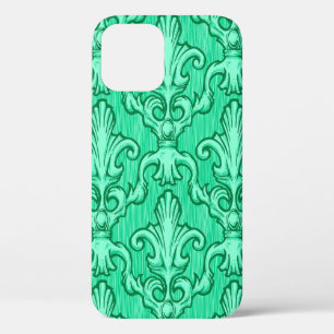 Seamless green vintage baroque pattern. Illustrati iPhone 12 Case