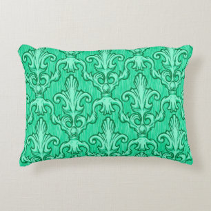 Seamless green vintage baroque pattern. Illustrati Decorative Cushion