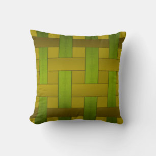 Seamless green yellow silk lined striped pattern m cushion