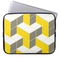 Seamless grey and yellow isometric cubical trident