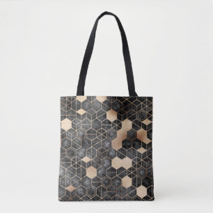 Seamless grungy hexagon pattern isometric geometry tote bag