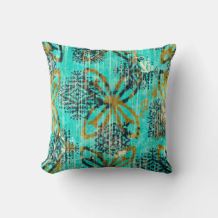 Seamless grungy tribal ethnic rug motif pattern. H Cushion
