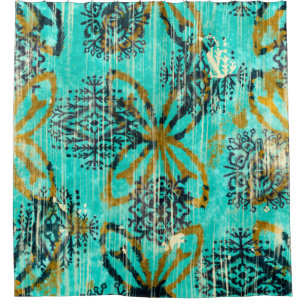 Seamless grungy tribal ethnic rug motif pattern. H Shower Curtain