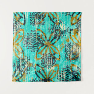 Seamless grungy tribal ethnic rug motif pattern. H Tapestry