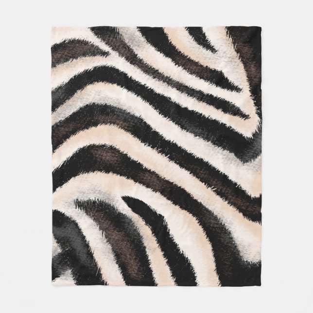 Seamless hand drawing zebra texture, animal print, fleece blanket (Front)
