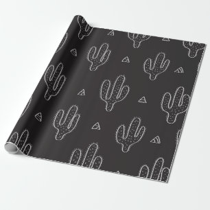Seamless hand drawn dactus pattern with triangles wrapping paper