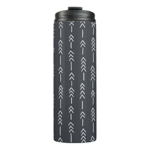 Seamless hand drawn geometric tribal pattern with thermal tumbler